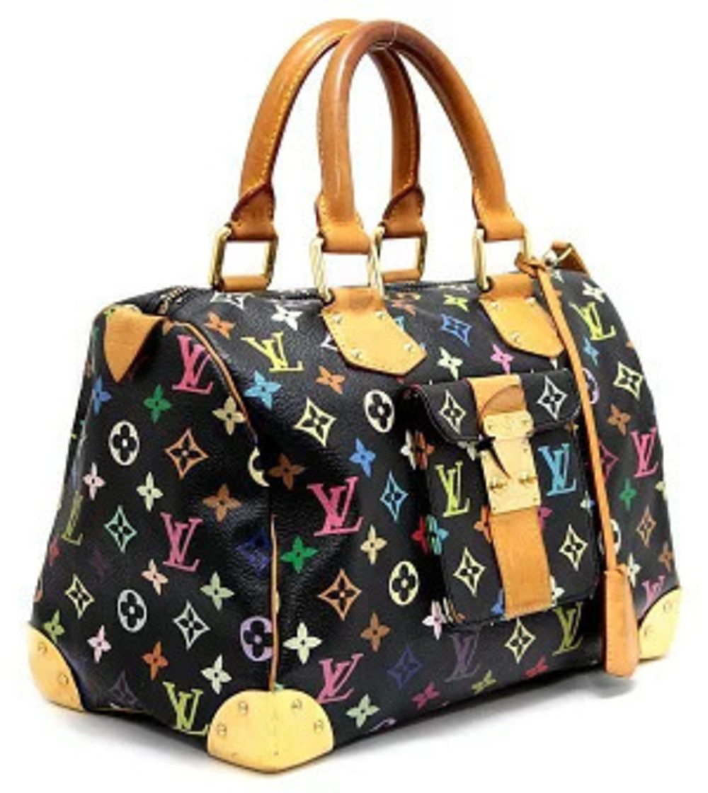 Louis Vuitton Speedy Black Bag Handbag Multicolor Boston Monogram Black